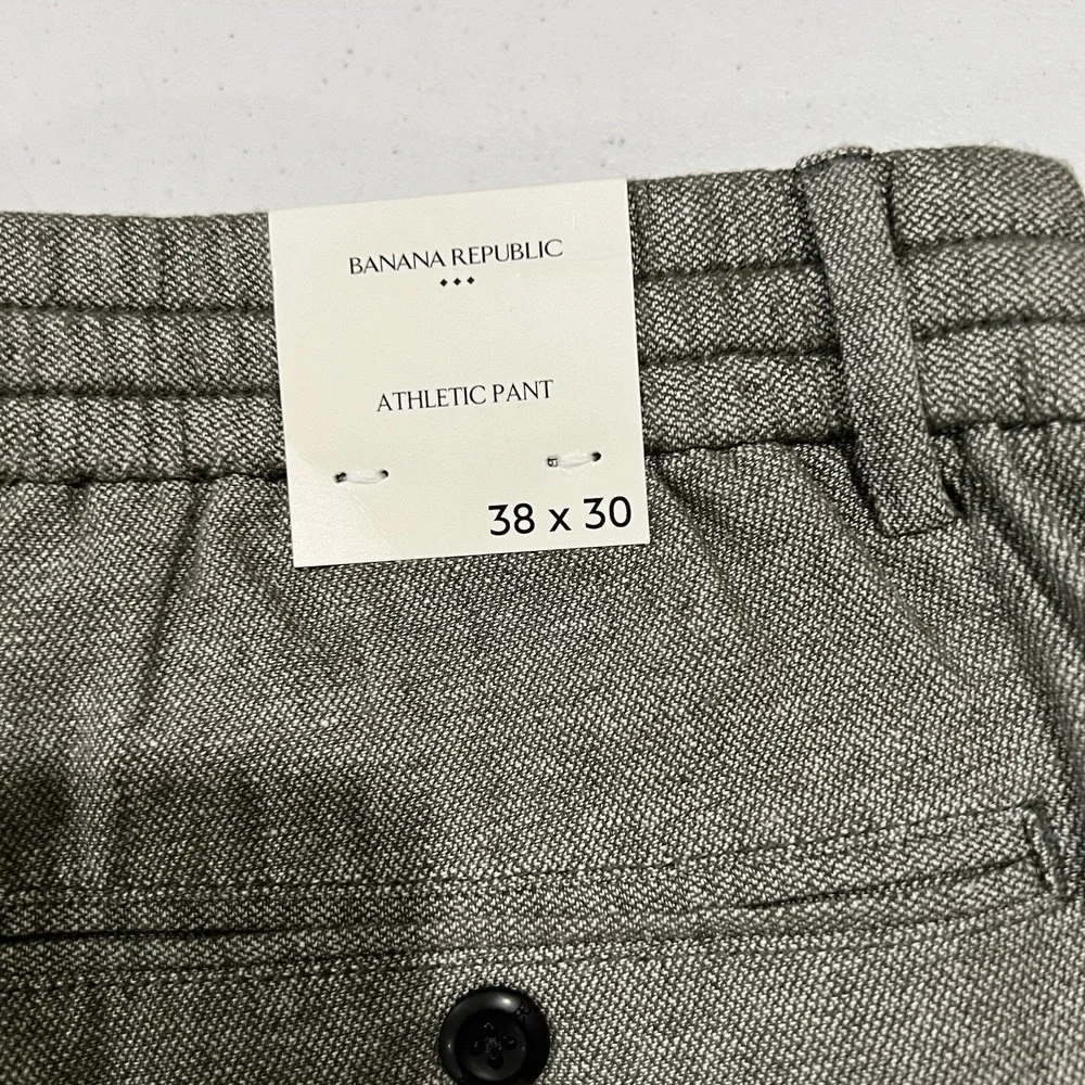 NEW Banana Republic Men's Athletic Fit Linen Blend Pants Green Grey 38x29